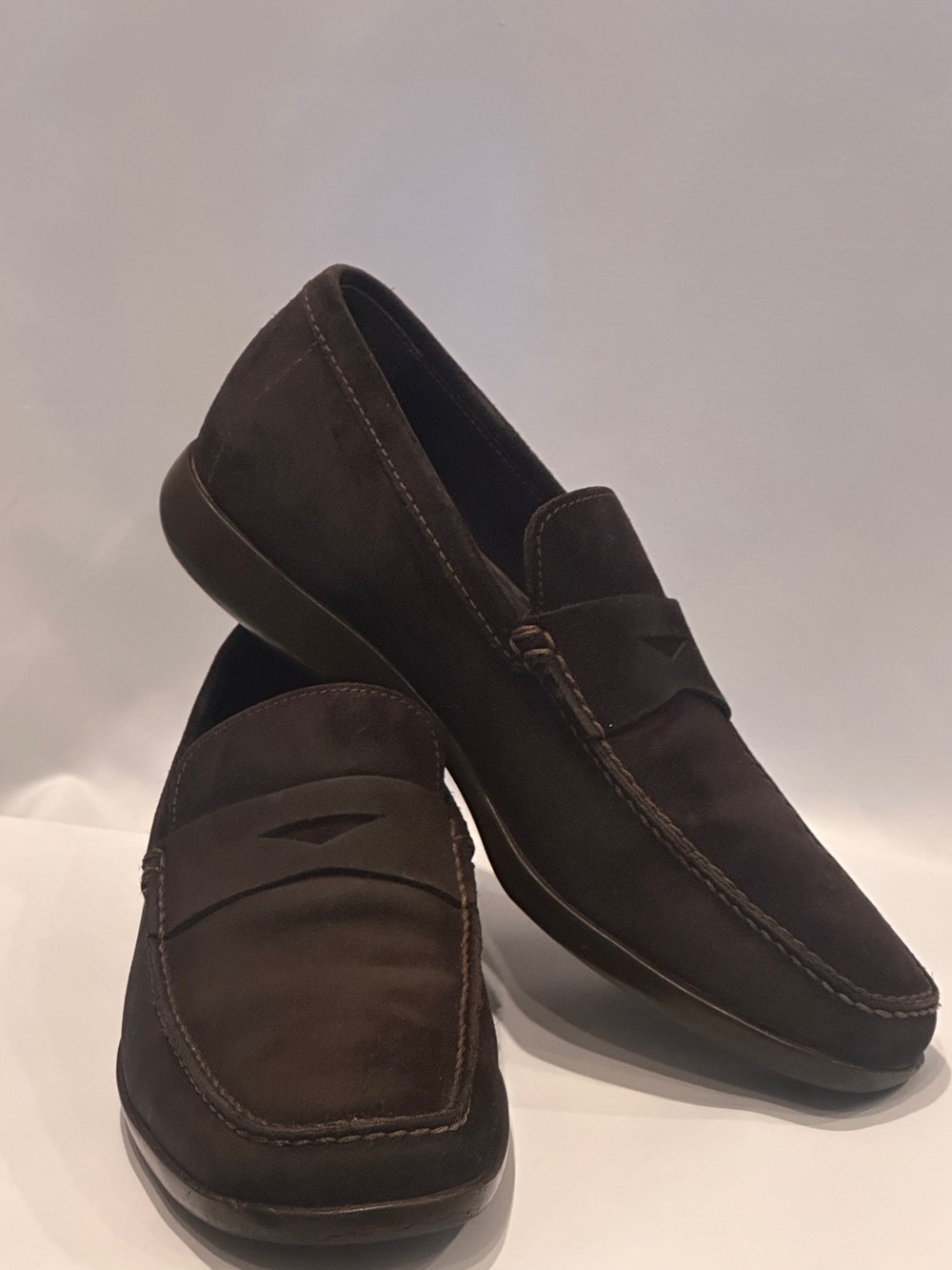 Prada Men's Dark Brown Suede Penny Loafers Made in Italy Size 7.5